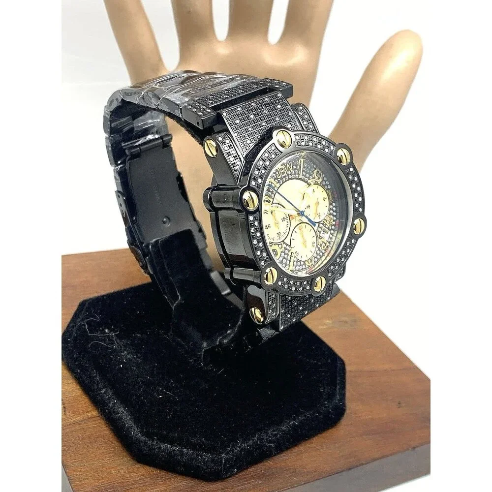 JBW Men's Watch JB-6215-200-C Phantom Diamond Black Gold Quartz Chronograph 42mm
